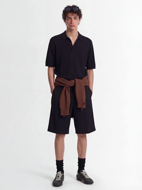 Laneus: Knitted cotton polo shirt - Black - men_1 | Luisa Via Roma