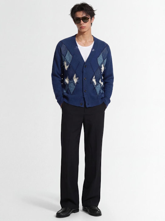 Laneus: 粘纤&亚麻长裤 - 黑色 - men_1 | Luisa Via Roma