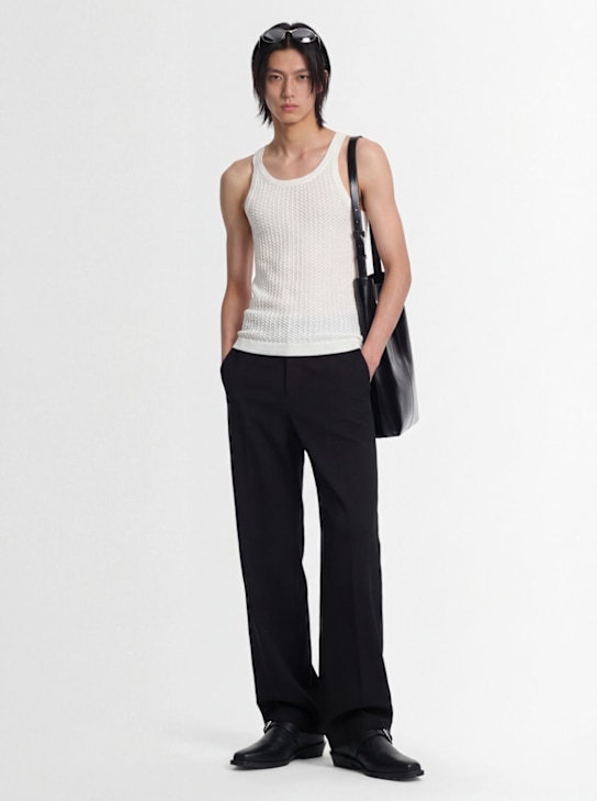 Louis Gabriel Nouchi: Fishnet linen & cotton tank top - Blanc - men_1 | Luisa Via Roma