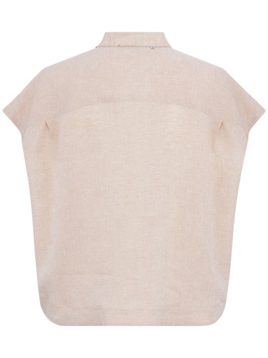 Fabiana Filippi: Sleeveless linen shirt w/ embroidery - Beige - women_1 | Luisa Via Roma