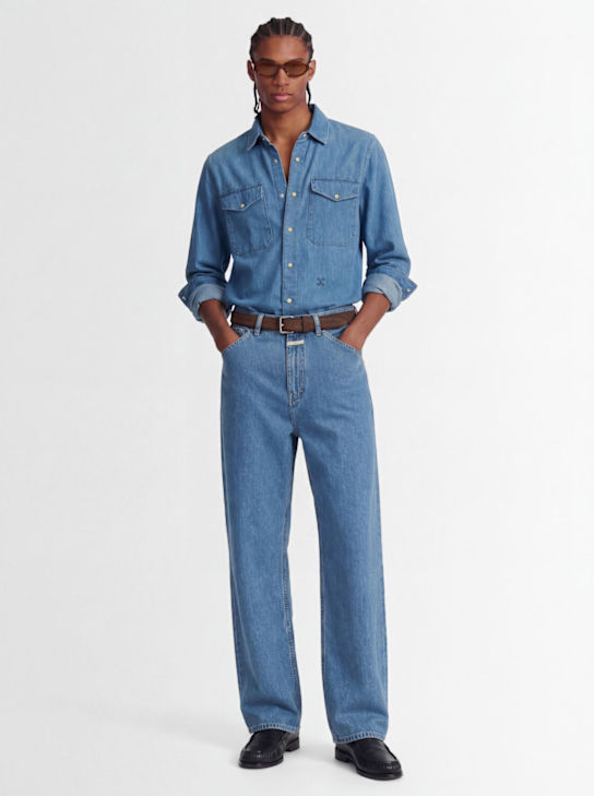 Closed: Army cotton blend shirt - Mid Blue - men_1 | Luisa Via Roma