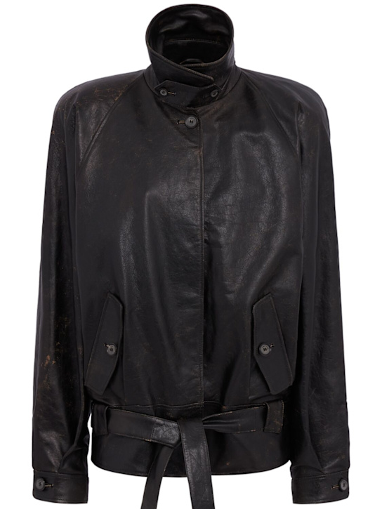 Magda Butrym: Leather jacket - ブラック - women_0 | Luisa Via Roma