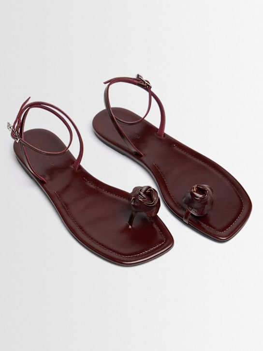 Magda Butrym: Rose leather thong sandals - Burgundy - women_1 | Luisa Via Roma