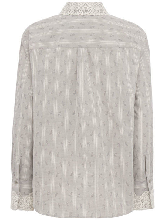 Erdem: Ditsy striped cotton shirt - Grey/Multi - women_1 | Luisa Via Roma