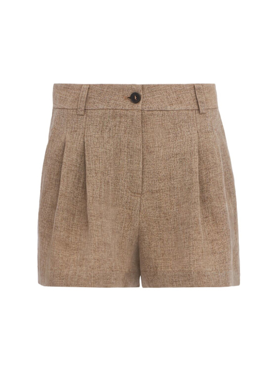LUISA SPAGNOLI: Alloggio linen shorts - Beige - women_0 | Luisa Via Roma