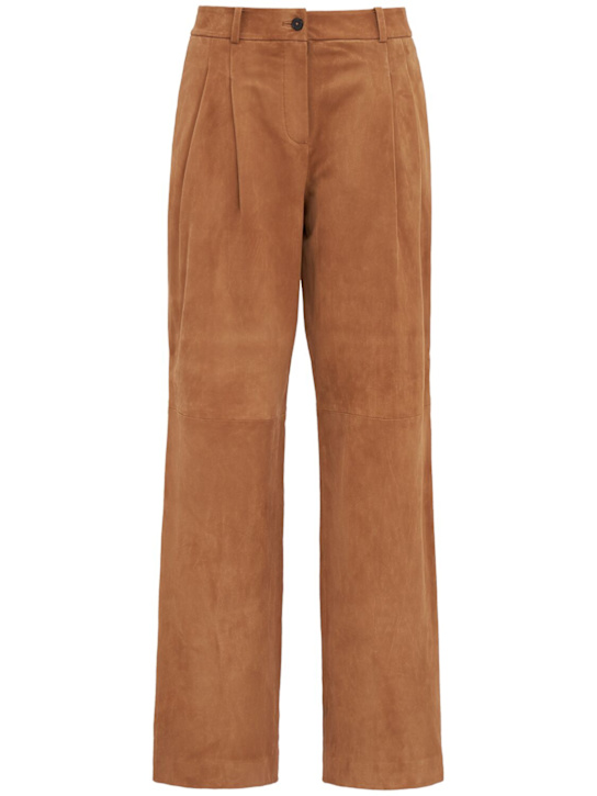 LUISA SPAGNOLI: Alabarda suede pants - 米黄色 - women_0 | Luisa Via Roma