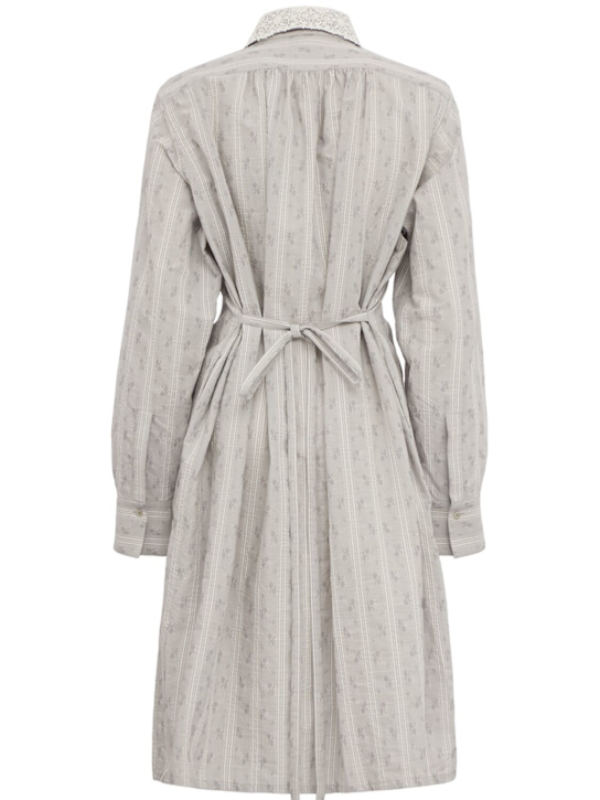 Erdem: Ditsy striped cotton long sleeve dress - 그레이/멀티 - women_1 | Luisa Via Roma