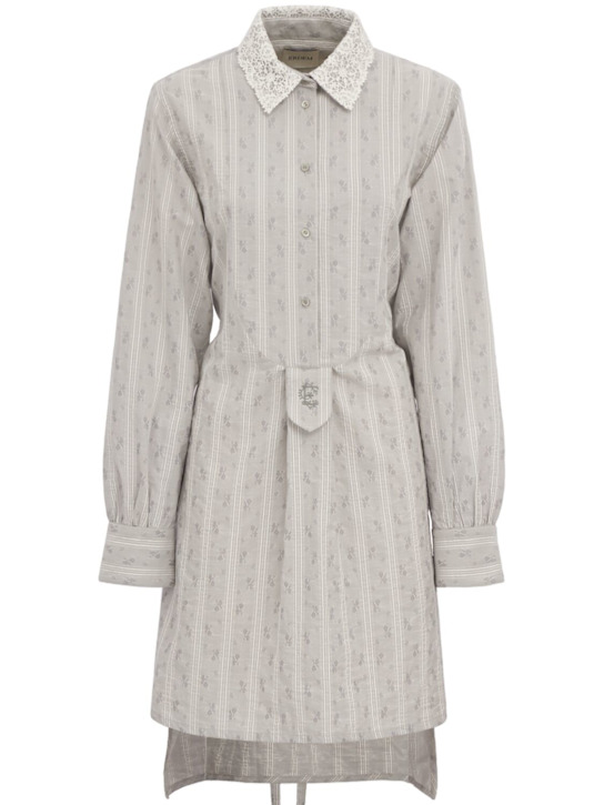 Erdem: Ditsy striped cotton long sleeve dress - 그레이/멀티 - women_0 | Luisa Via Roma