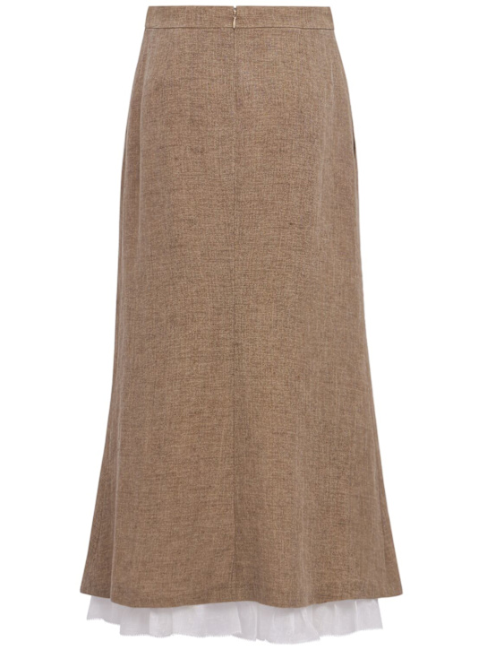 LUISA SPAGNOLI: Trionfo linen midi skirt - 米黄色/白色 - women_1 | Luisa Via Roma