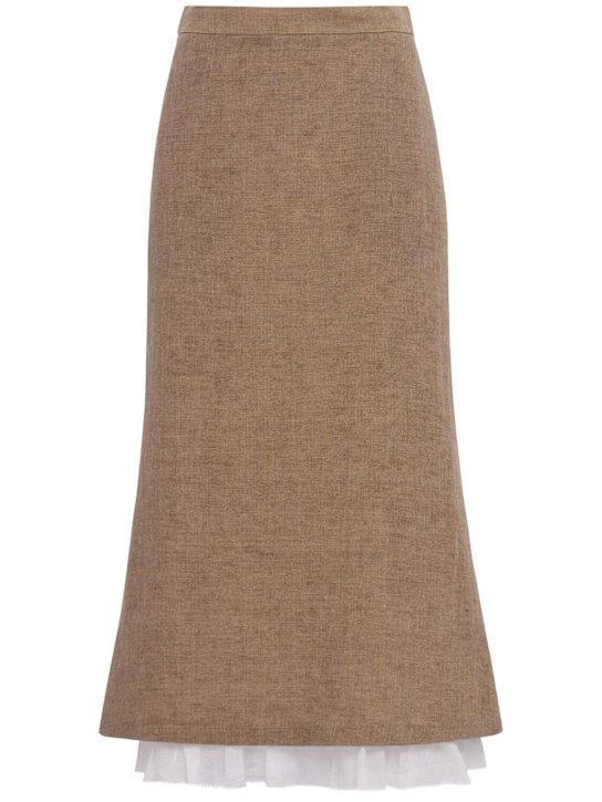 LUISA SPAGNOLI: Trionfo linen midi skirt - 米黄色/白色 - women_0 | Luisa Via Roma