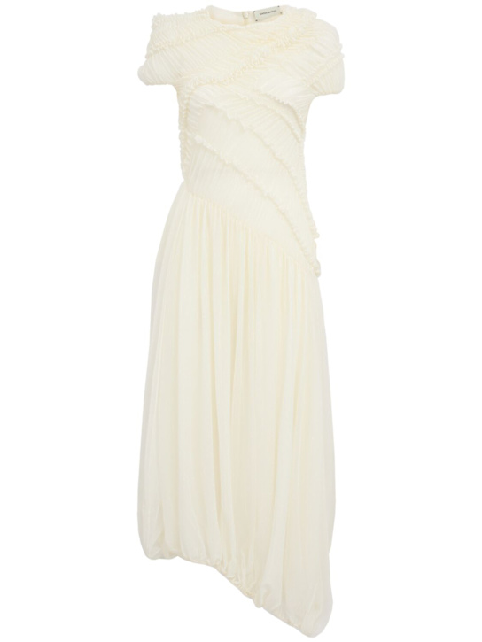 Magda Butrym: Sheer silk long dress - ホワイト - women_0 | Luisa Via Roma