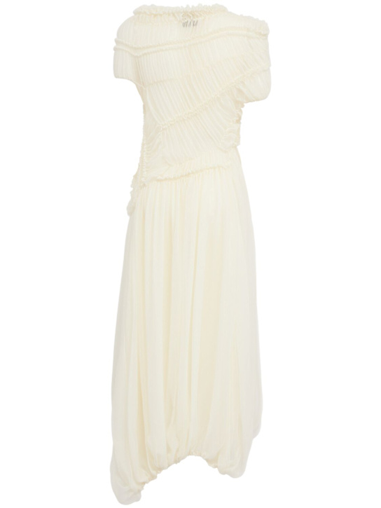 Magda Butrym: Sheer silk long dress - ホワイト - women_1 | Luisa Via Roma