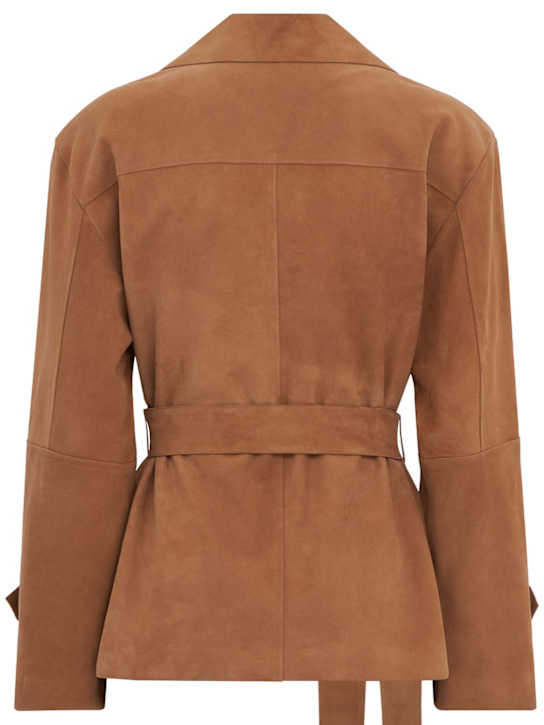 LUISA SPAGNOLI: Velatura suede jacket - 米黄色 - women_1 | Luisa Via Roma