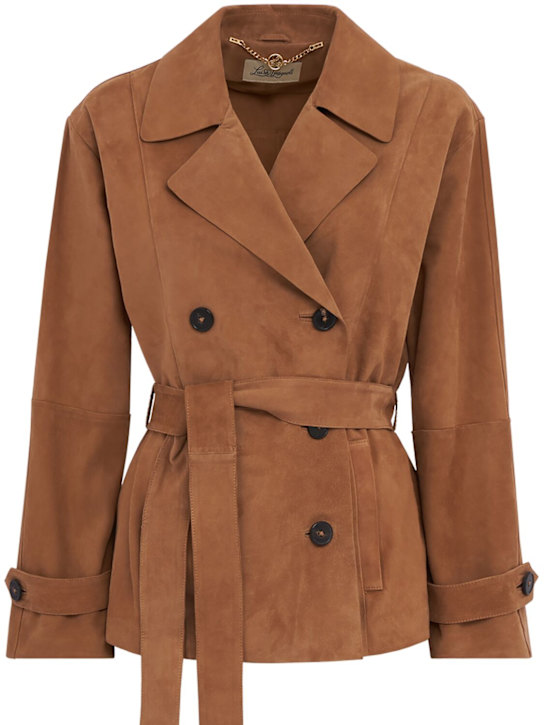 LUISA SPAGNOLI: Velatura suede jacket - 米黄色 - women_0 | Luisa Via Roma