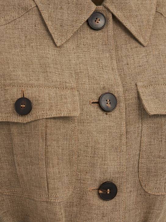 LUISA SPAGNOLI: Viadana buttoned linen jacket - 米黄色 - women_1 | Luisa Via Roma