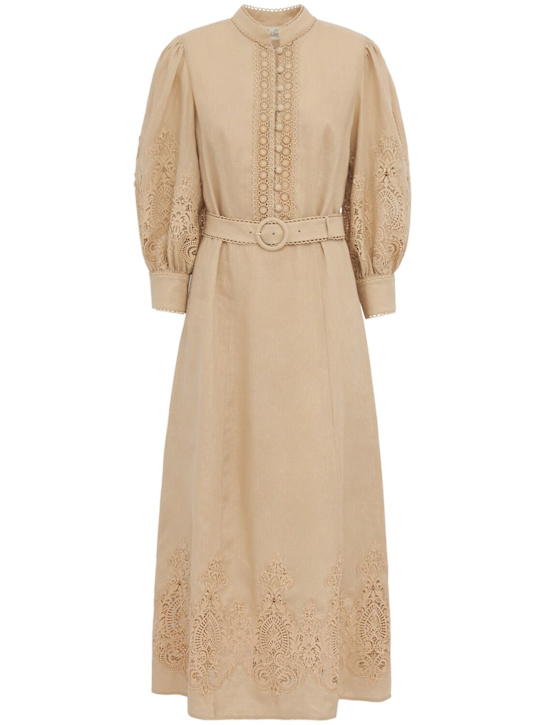 LUISA SPAGNOLI: Provina midi dress - ベージュ - women_0 | Luisa Via Roma