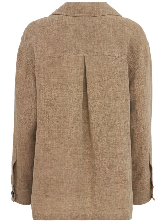 LUISA SPAGNOLI: Basilare linen polo sweater - ベージュ - women_1 | Luisa Via Roma