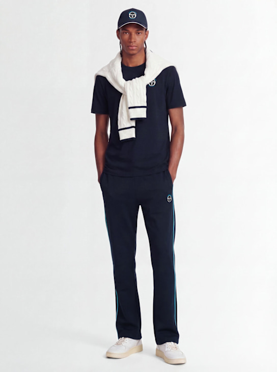 Sergio Tacchini: LVR Ghibli piquet pants - Navy/Wood Ash - men_1 | Luisa Via Roma
