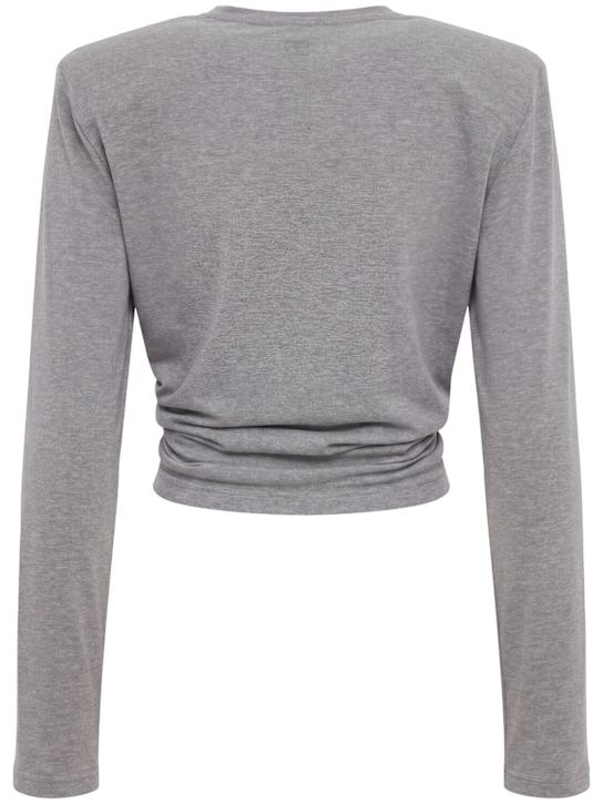 Magda Butrym: Draped top w/rose detail - Grey - women_1 | Luisa Via Roma