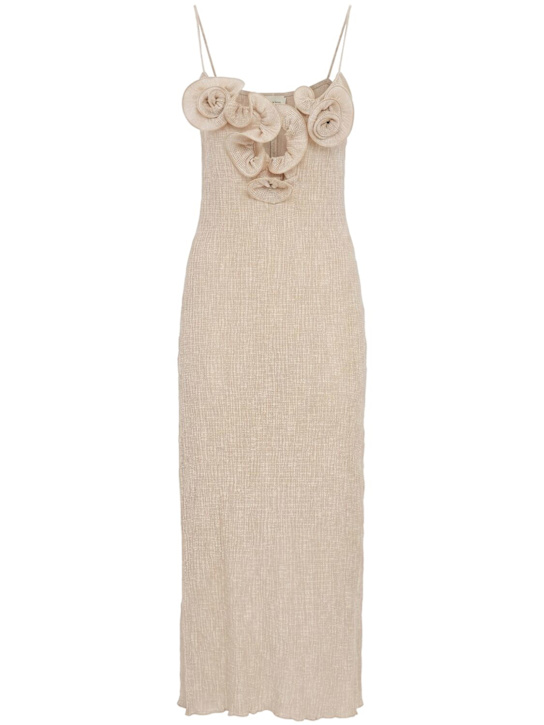 Magda Butrym: Roses midi dress - 米黄色 - women_0 | Luisa Via Roma