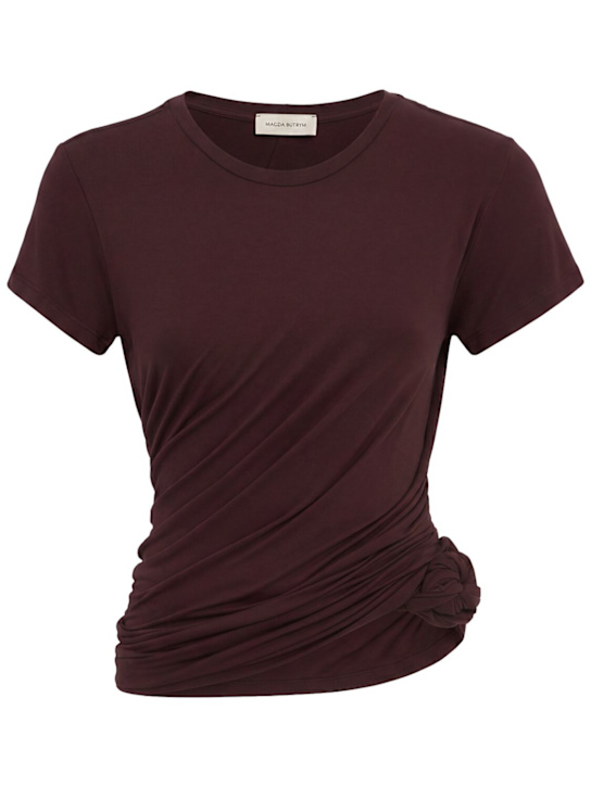 Magda Butrym: 垂褶上衣 - 棕色 - women_0 | Luisa Via Roma