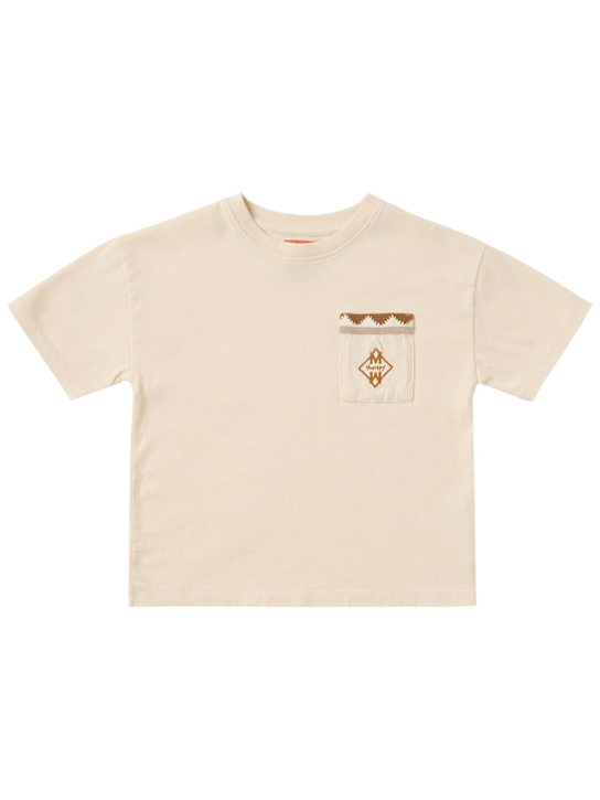 Morning Mess Therapy: Printed cotton t-shirt - 米黄色 - kids-girls_0 | Luisa Via Roma