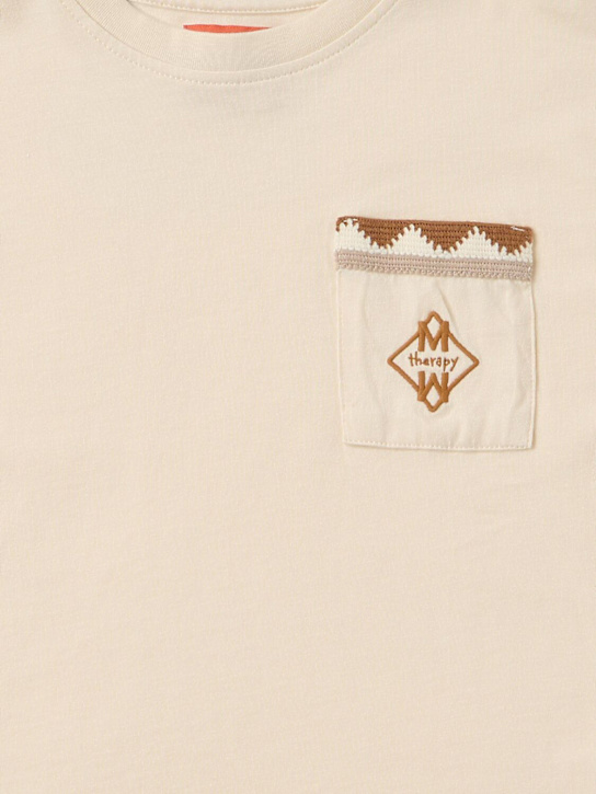 Morning Mess Therapy: Printed cotton t-shirt - 米黄色 - kids-girls_1 | Luisa Via Roma