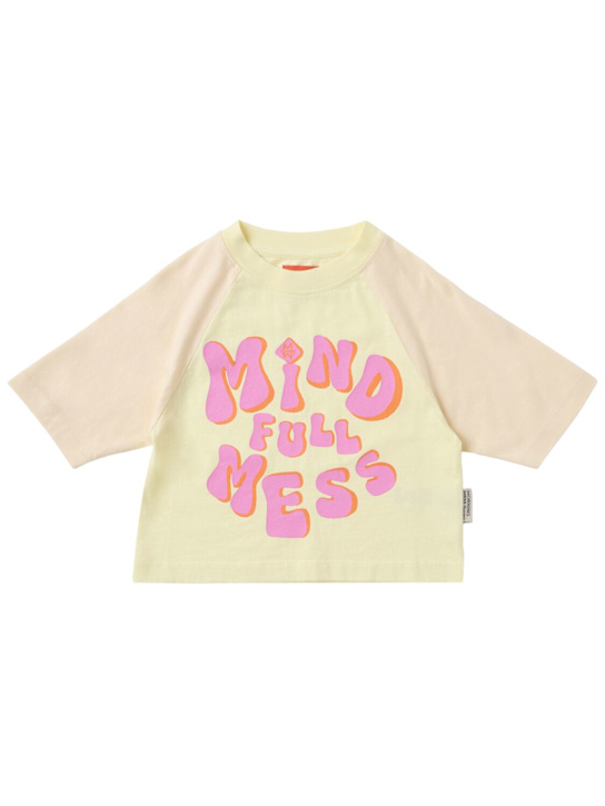 Morning Mess Therapy: Printed cotton t-shirt - Beige - kids-girls_0 | Luisa Via Roma