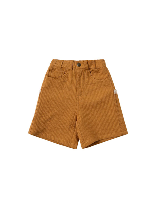 Morning Mess Therapy: Cotton Bermuda shorts - 棕色 - kids-girls_0 | Luisa Via Roma