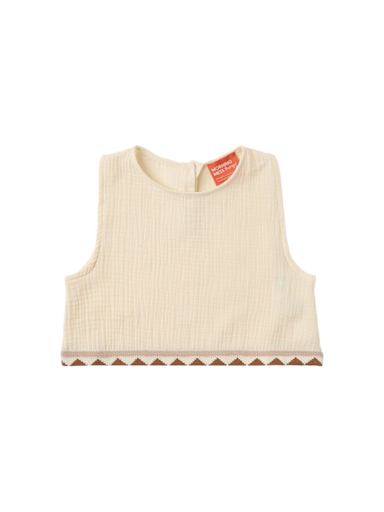 Morning Mess Therapy: Embroidered cotton tank top - 米黄色 - kids-girls_0 | Luisa Via Roma