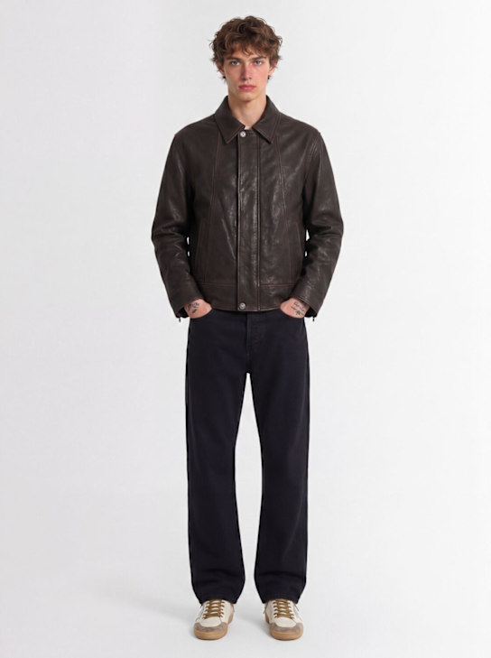 Golden Goose: Journey leather bomber jacket - Port Royale - men_1 | Luisa Via Roma