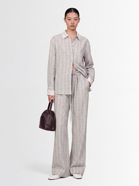 Erdem: Ditsy striped cotton shirt - Grey/Multi - women_1 | Luisa Via Roma