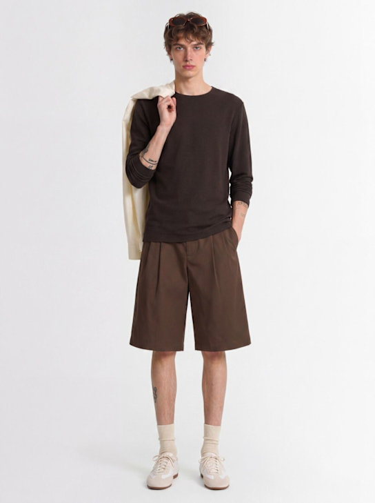 Amomento: Long sleeve boat neck t-shirt - Dark Brown - men_1 | Luisa Via Roma