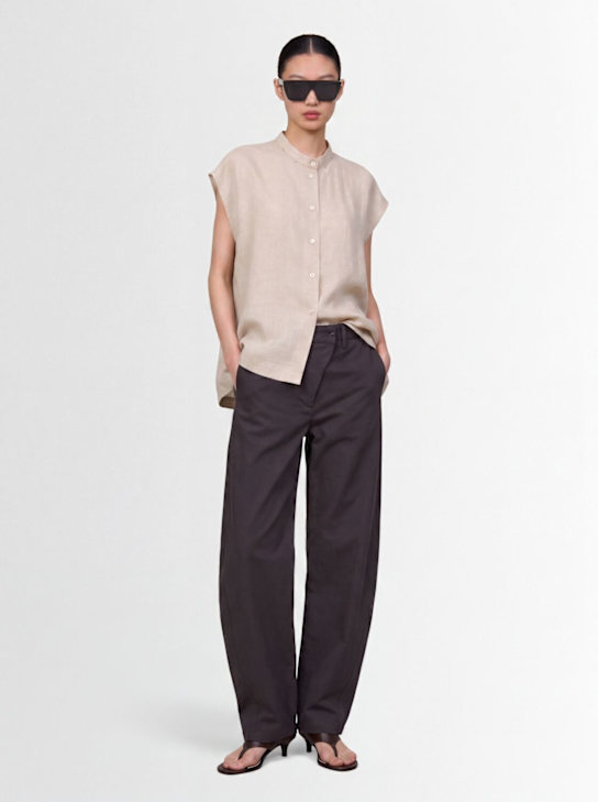 Fabiana Filippi: Sleeveless linen shirt w/ embroidery - Beige - women_1 | Luisa Via Roma