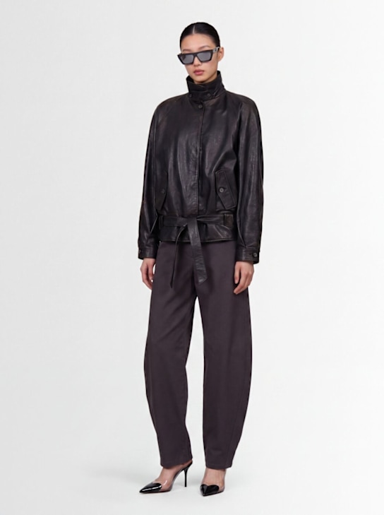 Magda Butrym: 皮革夹克 - 黑色 - women_1 | Luisa Via Roma