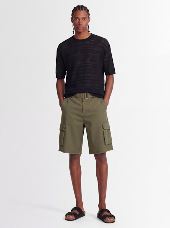 Laneus: Knitted viscose blend t-shirt - Black - men_1 | Luisa Via Roma