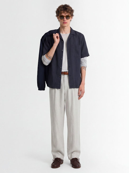 Closed: Short sleeve linen shirt - Magma Black - men_1 | Luisa Via Roma