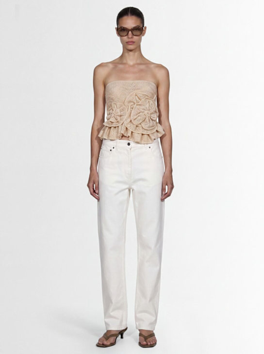 LUISA SPAGNOLI: Celzio strapless top - 奶油色 - women_1 | Luisa Via Roma