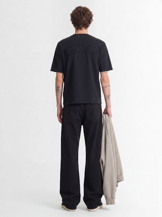 Golden Goose: Relaxed cotton jersey t-shirt - ウォッシュドブラック - men_1 | Luisa Via Roma
