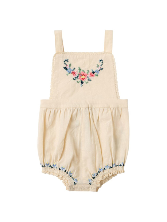 The New Society: Printed cotton romper - Beige - kids-girls_0 | Luisa Via Roma