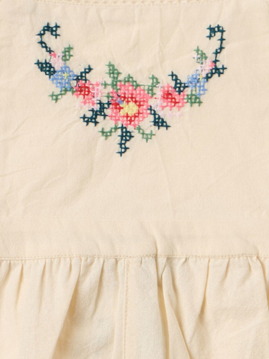 The New Society: Printed cotton romper - Beige - kids-girls_1 | Luisa Via Roma