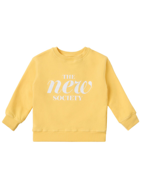 The New Society: Printed cotton sweatshirt - 黄色 - kids-girls_0 | Luisa Via Roma