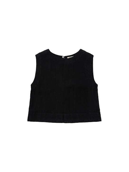 The New Society: Linen top - 黑色 - kids-girls_0 | Luisa Via Roma