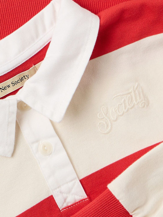 The New Society: Striped cotton polo sweatshirt - 红色/白色 - kids-boys_1 | Luisa Via Roma