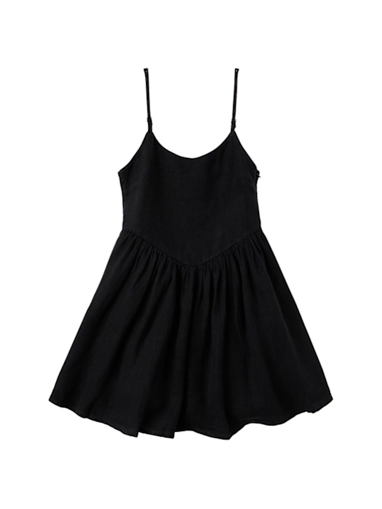 The New Society: Linen sun dress - 黑色 - kids-girls_0 | Luisa Via Roma