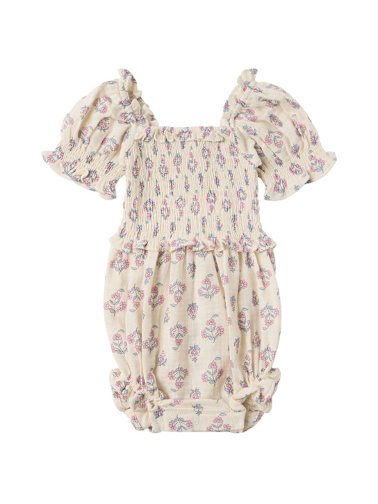The New Society: Printed cotton romper - マルチカラー - kids-girls_0 | Luisa Via Roma