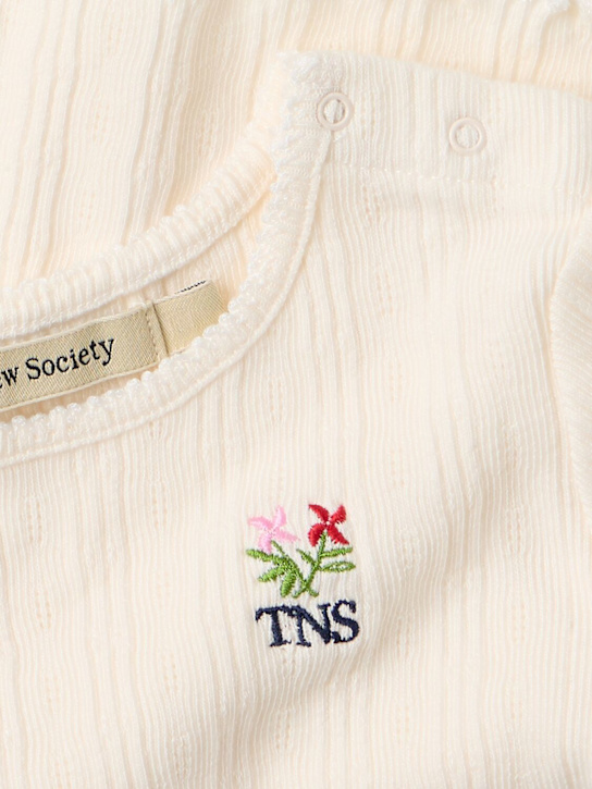 The New Society: Printed cotton blend t-shirt - 米黄色 - kids-girls_1 | Luisa Via Roma