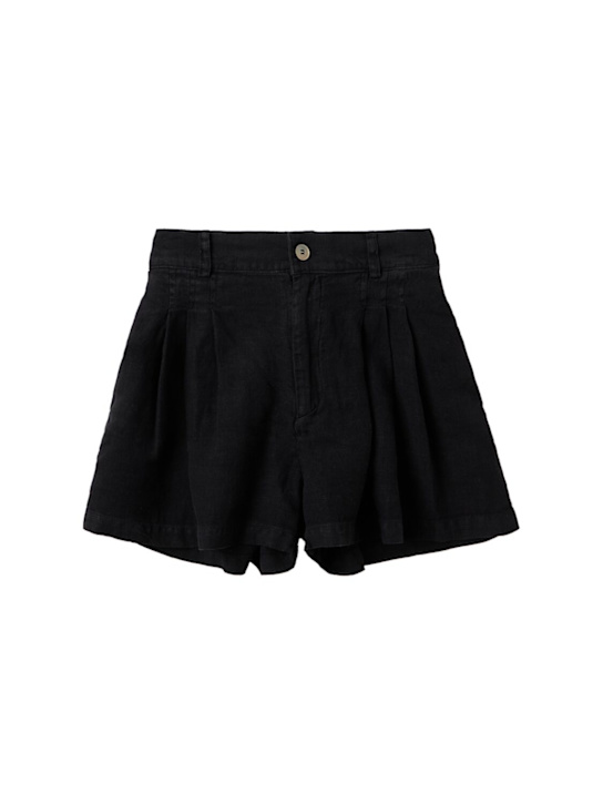 The New Society: Linen shorts - 黑色 - kids-girls_0 | Luisa Via Roma