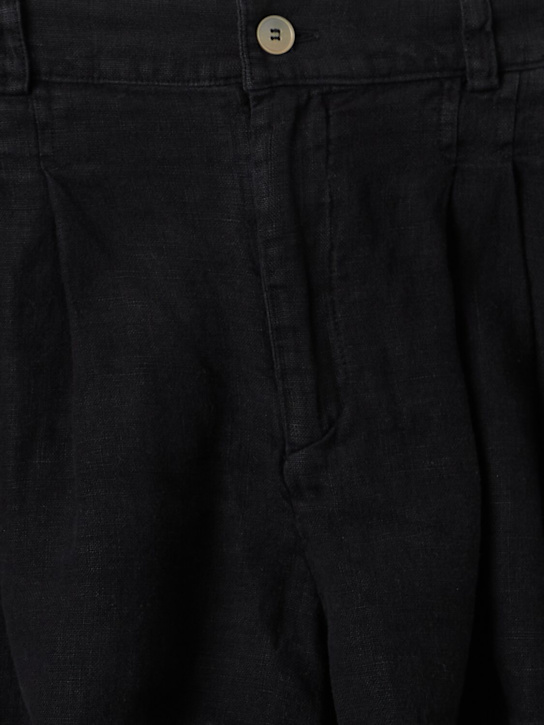 The New Society: Linen shorts - 黑色 - kids-girls_1 | Luisa Via Roma