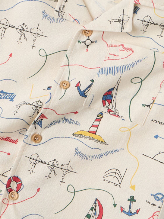 The New Society: Printed cotton shirt - Bei/Multi - kids-girls_1 | Luisa Via Roma